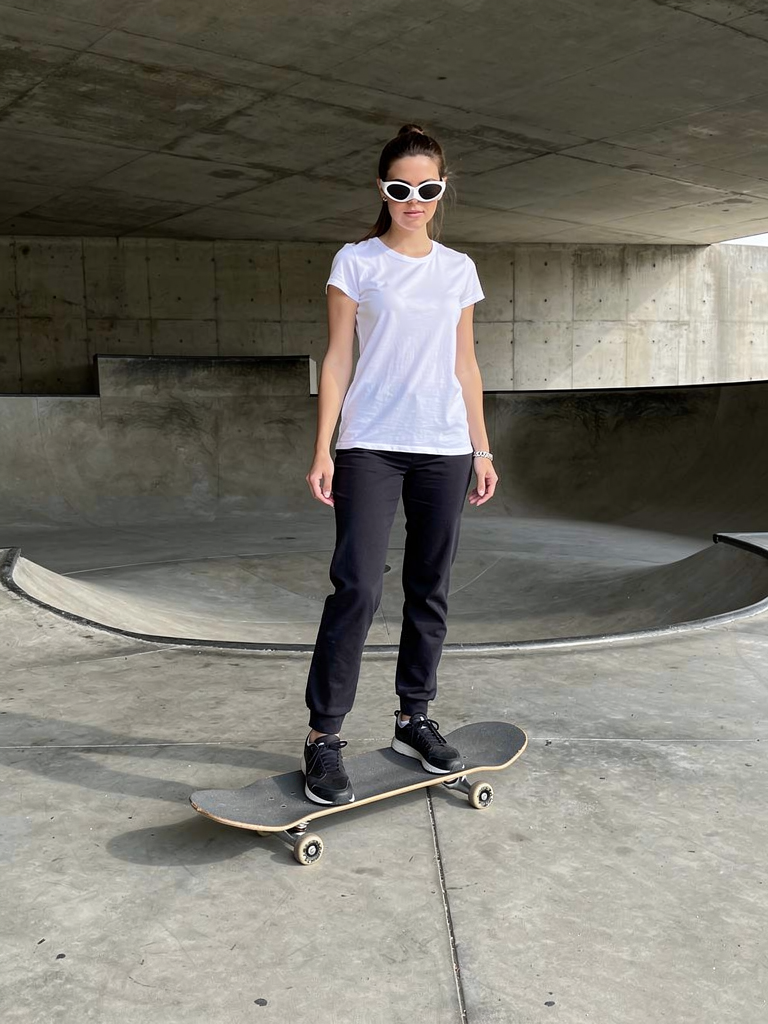 GXD DXMN Mono Small Frame in Bone worn at an indoor skatepark